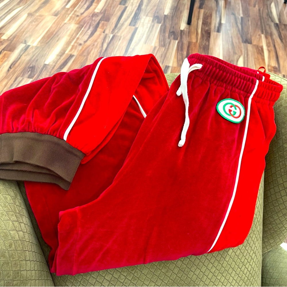 ADULT Gucci velour track pants.